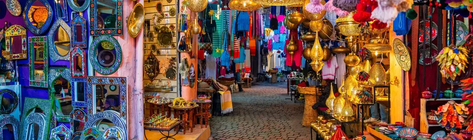 A souk stall of lanterns and ceramics