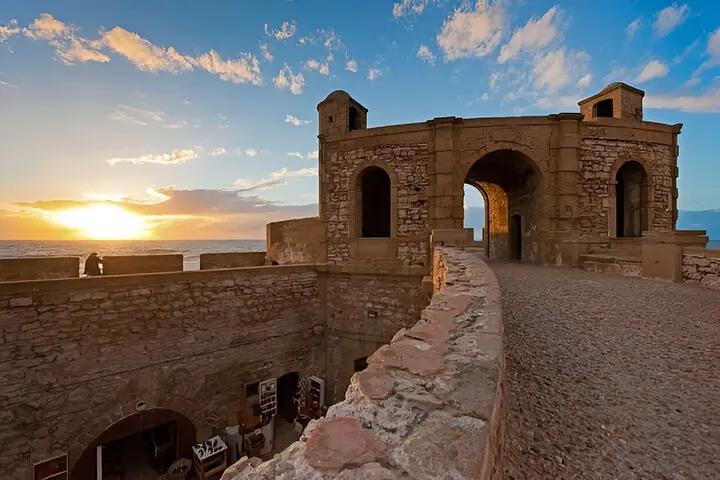 Essaouira's sea ramparts at sunset