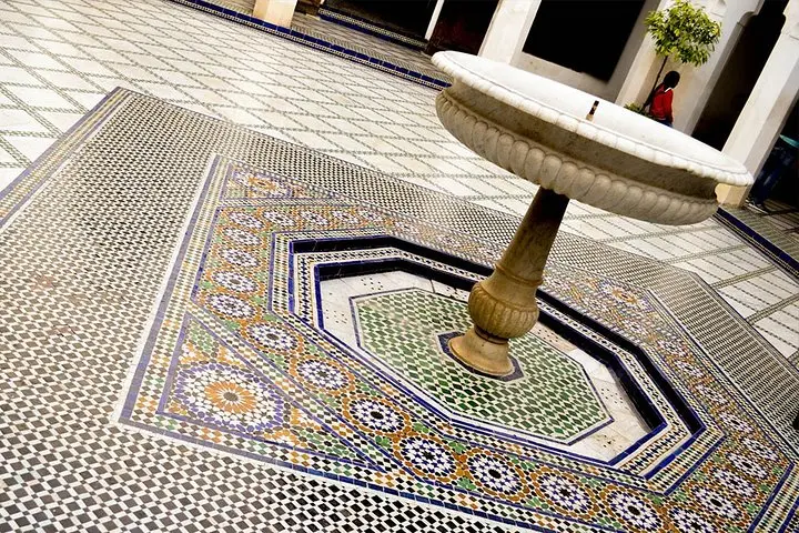 A zellige fountain in a palace courtyard, Marrakech