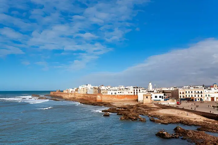 Essaouira seen across the Atlantic surf