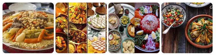 Moroccan dishes: couscous, tagines and salads