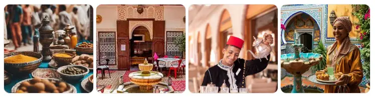 A tea pourer, a riad salon and a market stall
