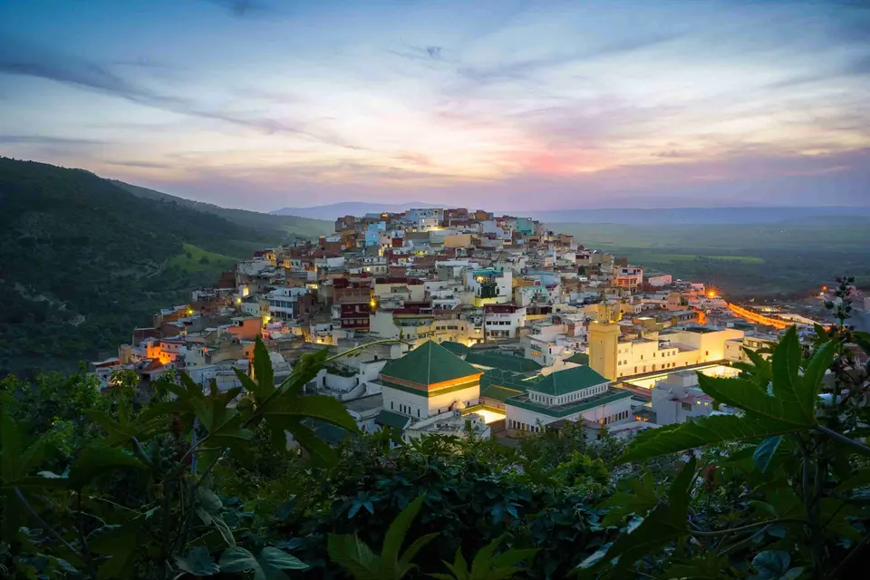 Moulay Idriss Zerhoun at dusk, near Meknes