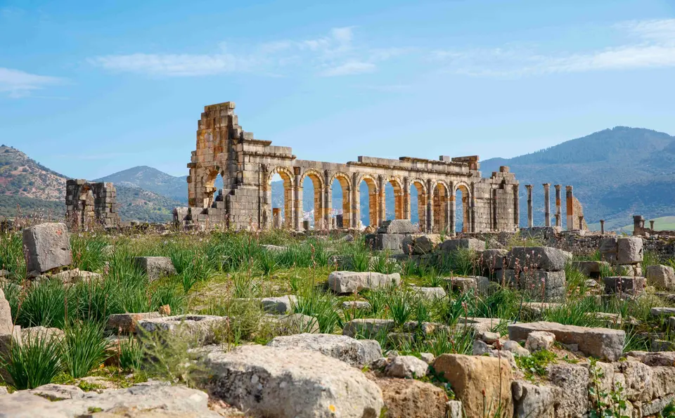 The basilica ruins at Volubilis