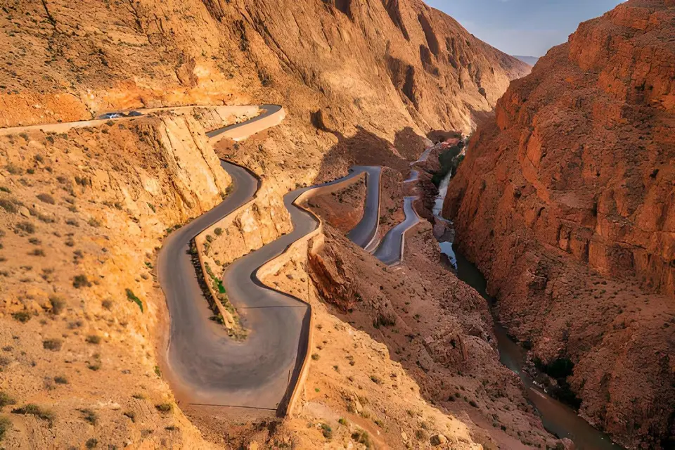 The switchback road in the Dades Gorge
